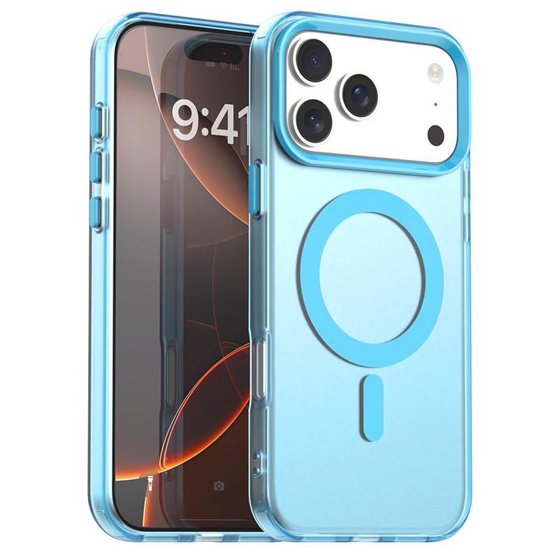 Transparente Hülle für iPhone 17 Pro Hülle iPhone 17 Pro Max 17Air Magnetische Adsorption Kabellose Ladeabdeckung für iPhone 17 Pro Hülle For iPhone 17 ProMax blau