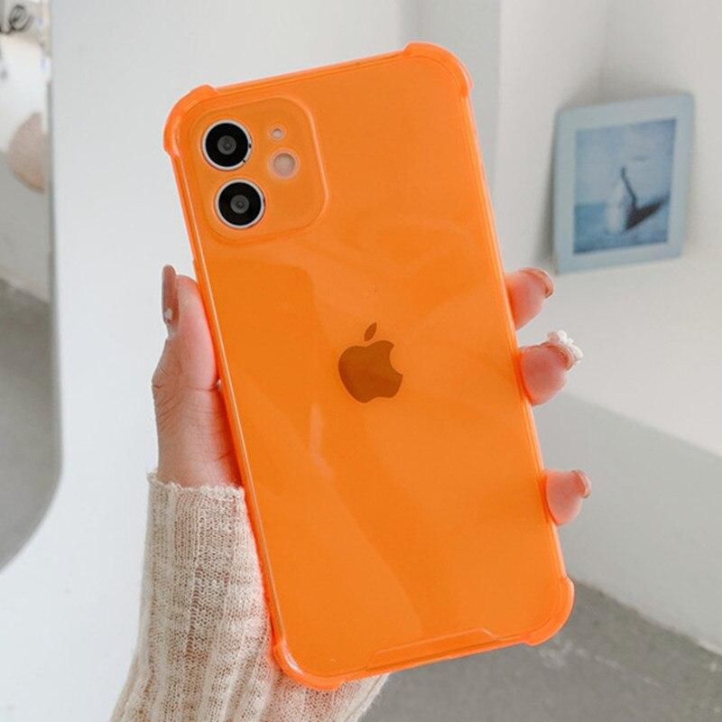 Stoßfeste transparente TPU-Abdeckung für iPhone 15 14 13 Pro Max 12 Mini Handyhülle für iPhone 11 Pro Max Xs XR X 7 8 Plus 6 6s Soft Cover iPhone 12 Mini orange