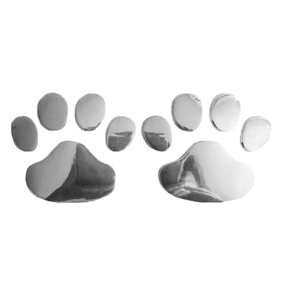 Stilvolle 2 Teile/satz 3D Lustige Bär Hund Pfote Fuß Drucke Auto Körper Vinyl Dekor Aufkleber Aufkleber Auto Aufkleber silber