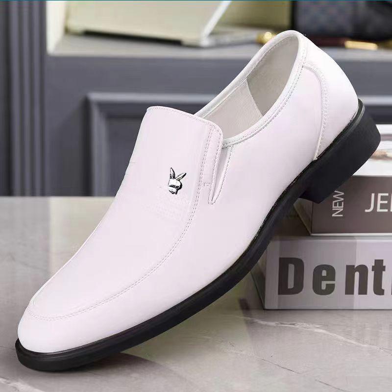 Herrenmode Einschrittige Formelle Schuhe-modischer Britischer Stil, Strapazierfähige Gummisohle, Bequem, Business Casual, Einschrittig, Slipper 41 weiß