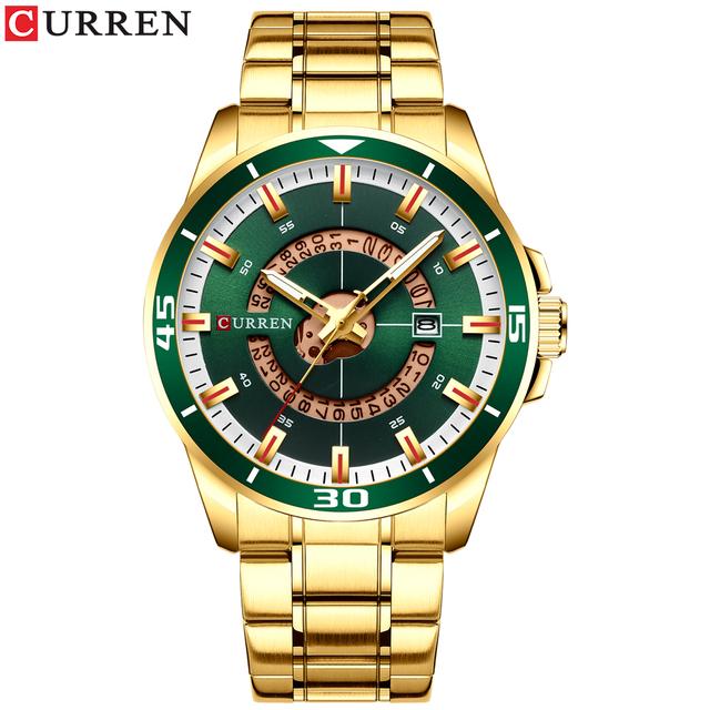 CURREN Edelstahl herren Uhr Mode Design Quarz Armbanduhr mit Datum Uhr Männlich Reloj Hombre Uhr Männer gold