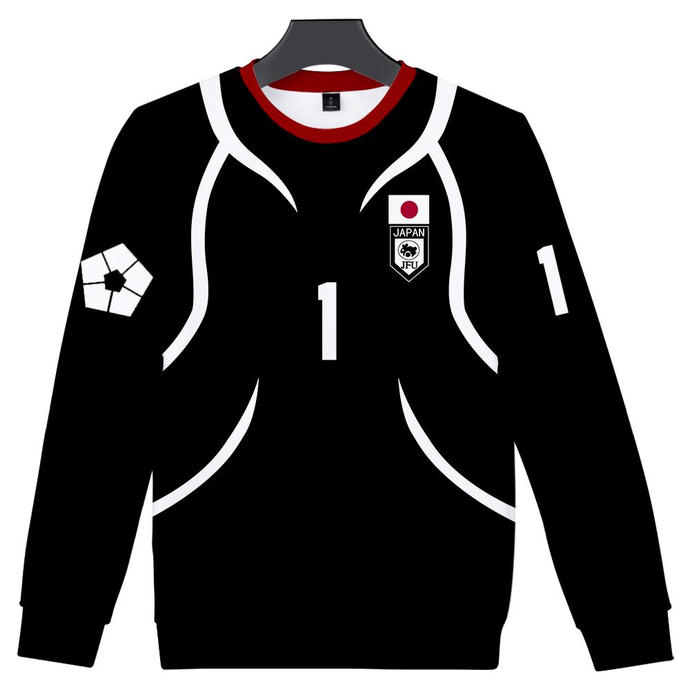 Damen Herren BLUE LOCK Anime Print Kapuzenpullover Rundhals Kapuzenpullover Mann Reise Pullover Herren Oberteil Streetwear Outdoor Trainingsanzug XS schwarz
