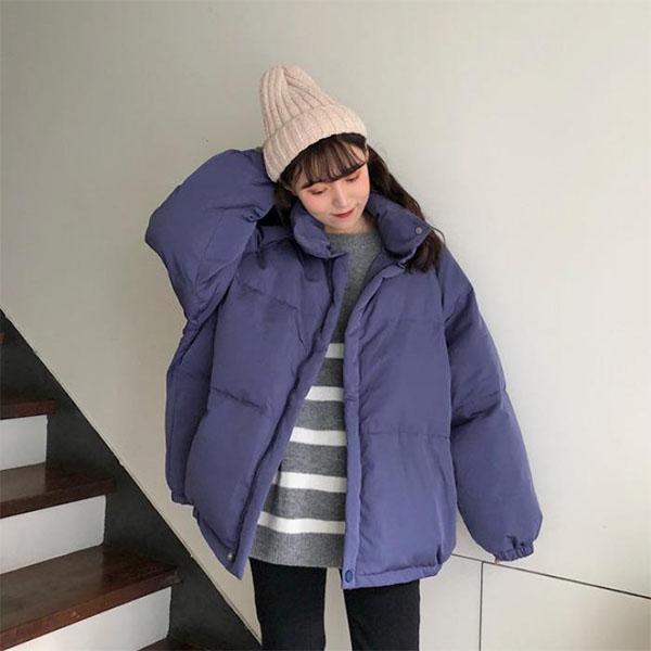 Winterkleidung aus Baumwolle für Damen, lockere und dicke, warme Jacke mit Stehkragen und Baumwolle gefütterte Jacke für Studenten M