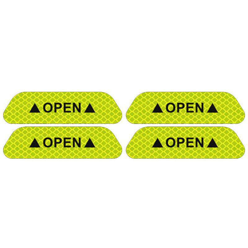 4 Teile/satz Auto OFFEN Reflektierende Warnband Mark Reflektierende Offen Hinweis Nacht Fahren Sicherheit Beleuchtung gelb