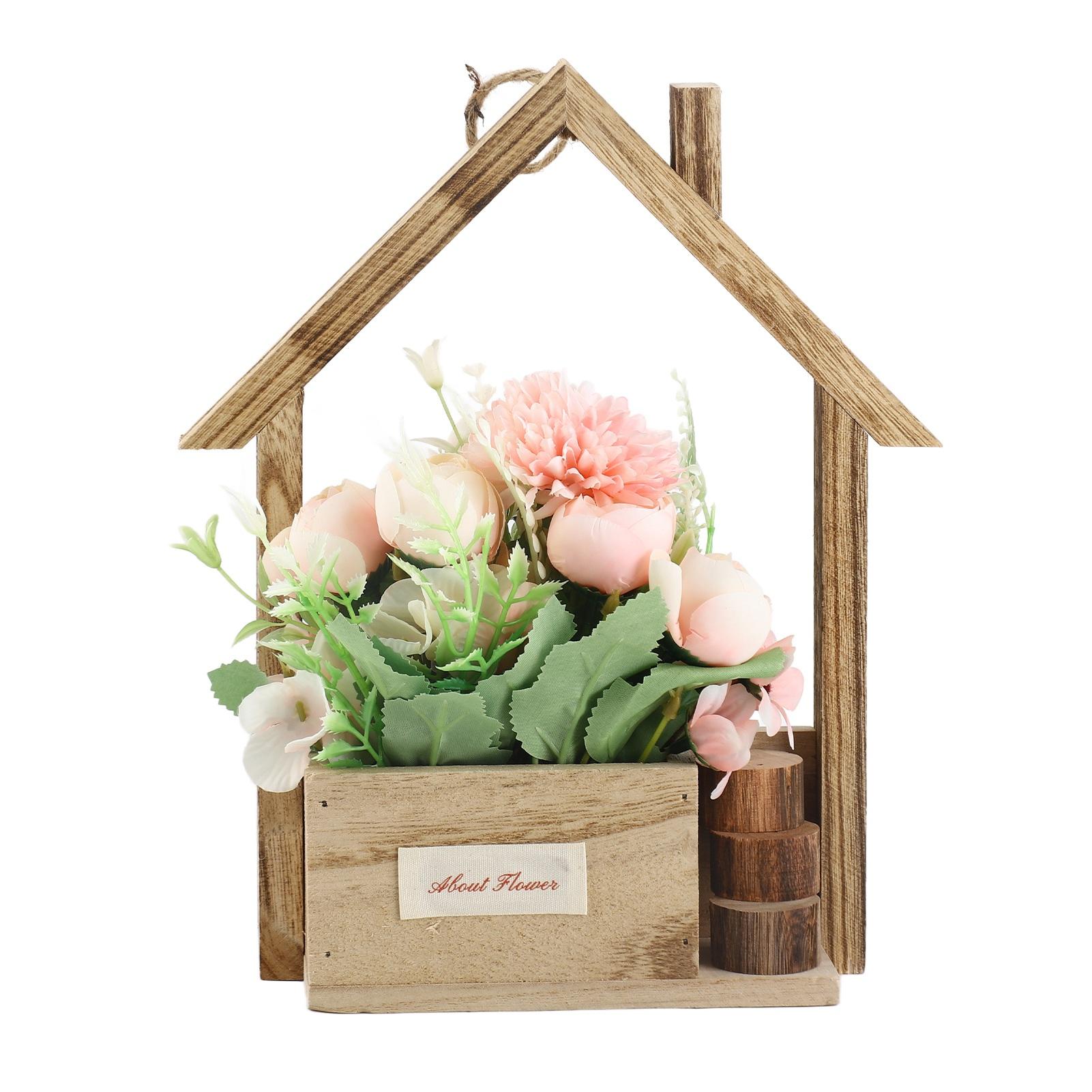 Hängeampel Kunstblumen Einzigartiger Wanddekorativer Pflanzgefäß Blumenkorb mit Künstlichen A weiß