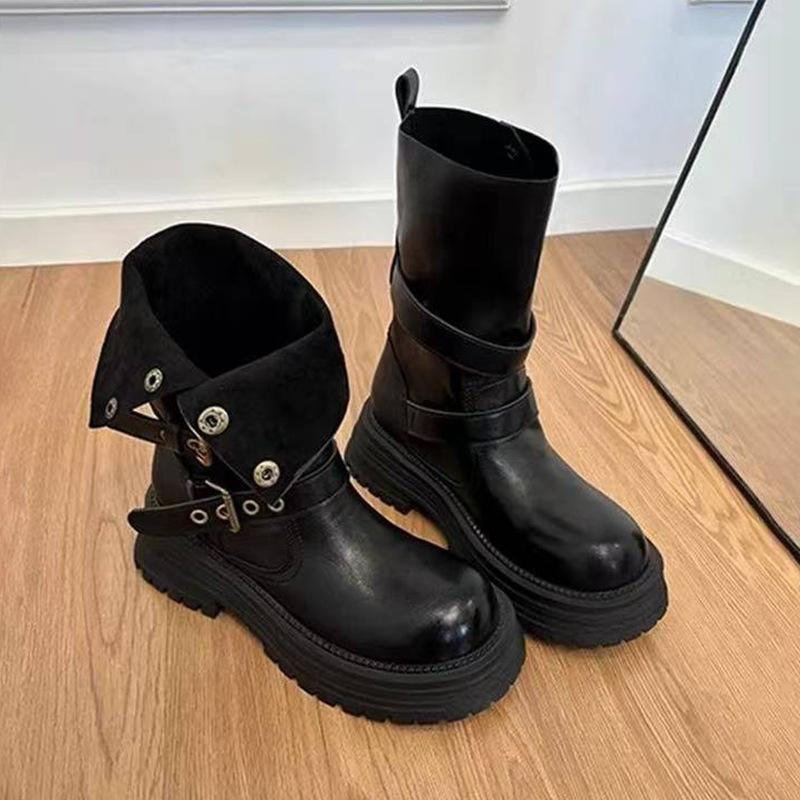 British Martin boots women's 2025 new autumn retro women's shoes Maillard brown boots platform black short boots 40 schwarz
