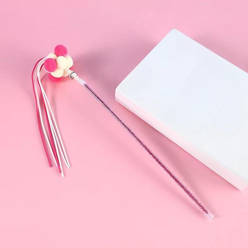 Neu Rip Katze Stick Flexible Angelrute Katze Spielzeug Spaß Katze Stick Fänger Spielzeug Katze rose rot