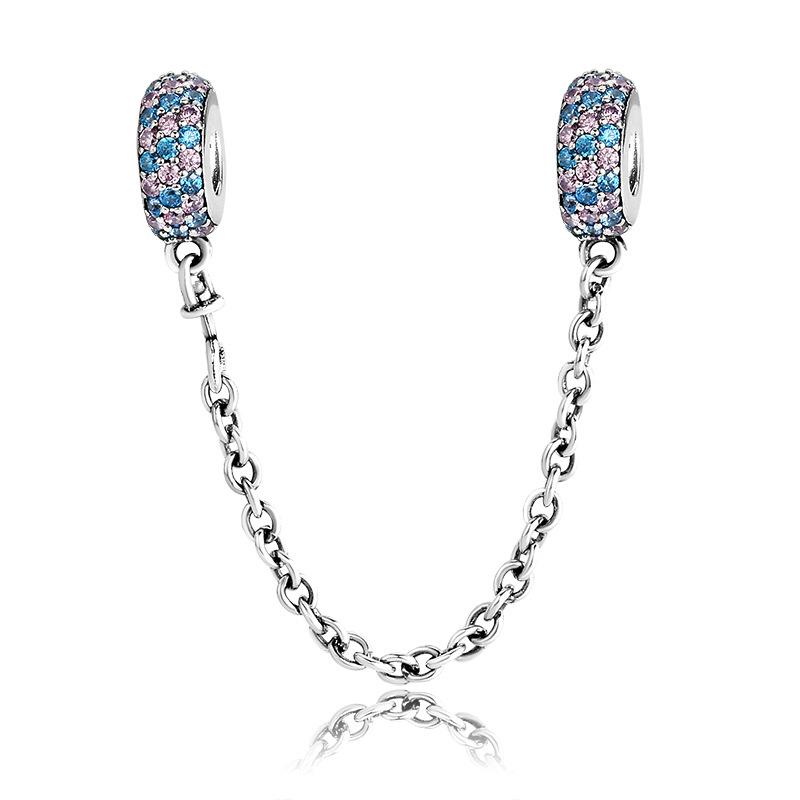 Schützen Sie das Armband vor dem Herunterfallen. Sicherheitskette für alle Arten von Stilen. S925 Sterling Silber Armband. DIY Zubehör. Perlen-Silberschmuck. gray