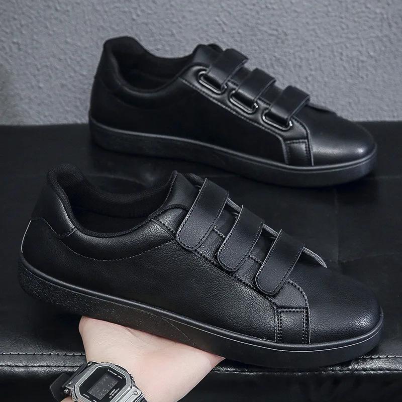 Mode Herren Lederschuhe Mode Freizeitschuhe Herbst Neu Weiße Schuhe Klettverschluss Slipper Herren Flats Bequeme Sneaker Tênis Masculino 43