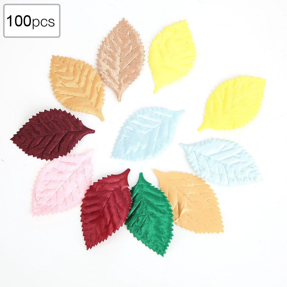100 Stück Künstliche Pflanzen Blätter Mischfarbe Künstliche Pflanzen Blätter für Stoffaufkleber DIY bunt