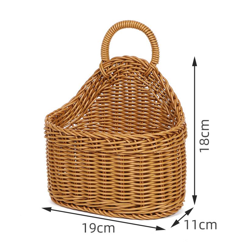 Imitation Rattan Küchenaufbewahrungskorb Braun Mit Griff Handgeflochten Hängende Körbe Gemüse Obst Blume Haushaltswaren Organizer