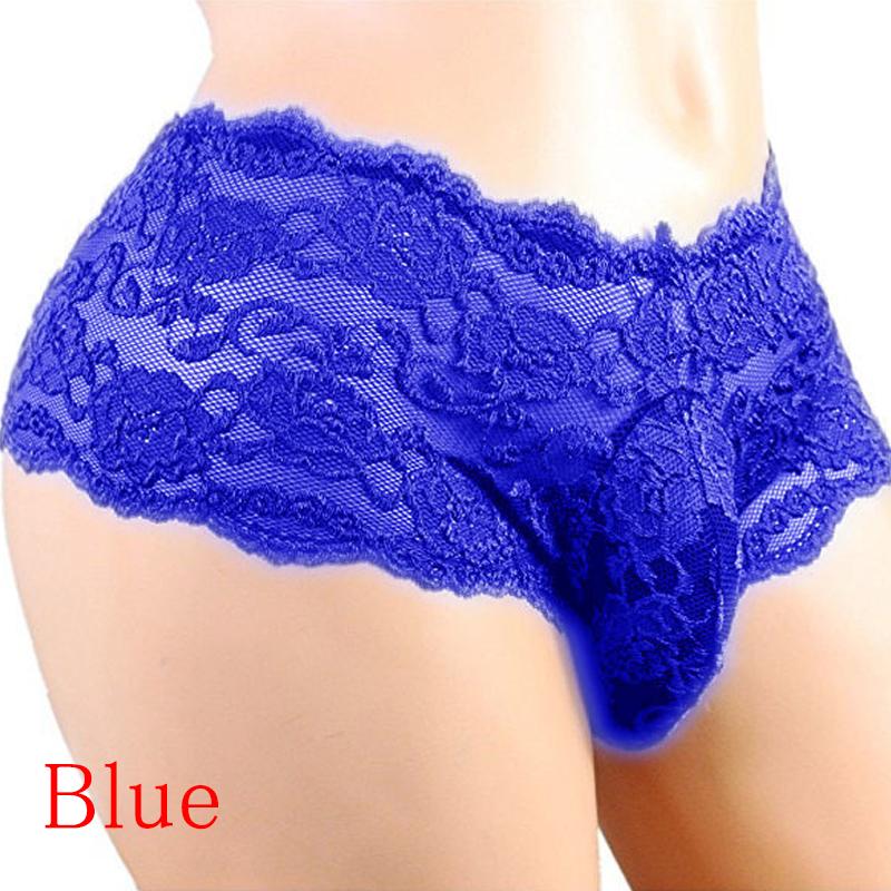 1Pc Atmungsaktive Unterwäsche Sexy Höschen Männlichen Suspensorium Briefs G-String Thongs männer Unterwäsche M blau