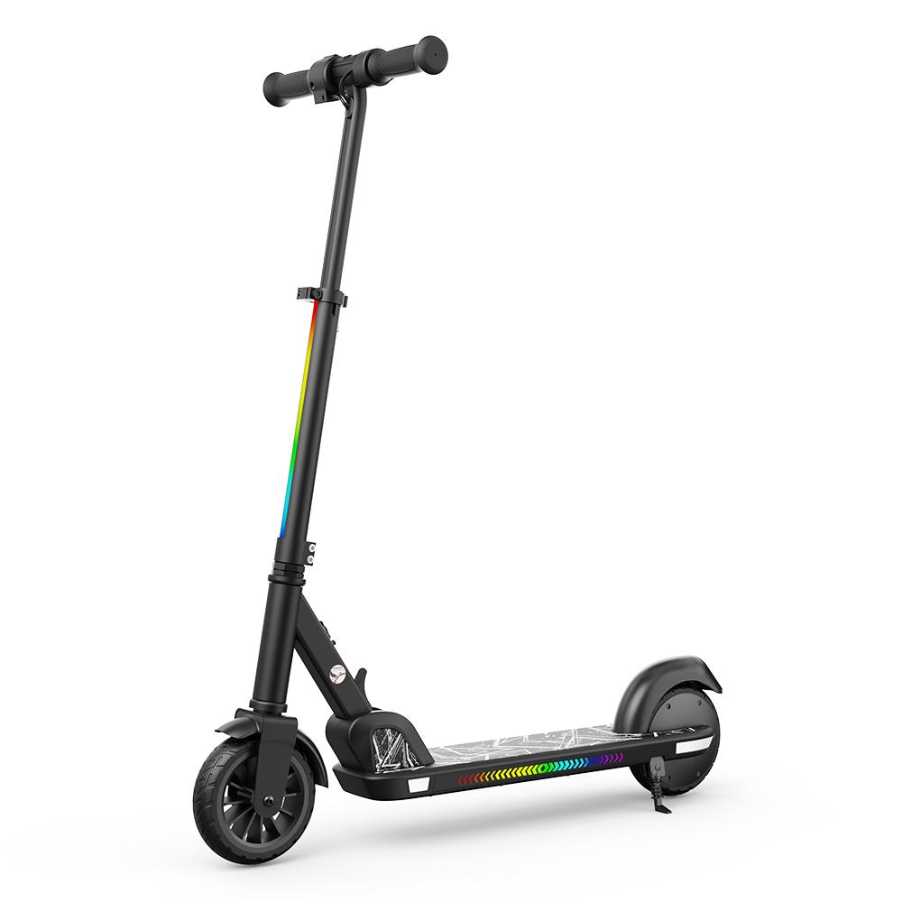 K4 Kinder Elektroroller 130W 2,6Ah 6'' Räder Bluetooth Lautsprecher Faltbar & Höhenverstellbar 3 Geschwindigkeiten 7-8KM Reichweite Elektroroller für Kinder schwarz
