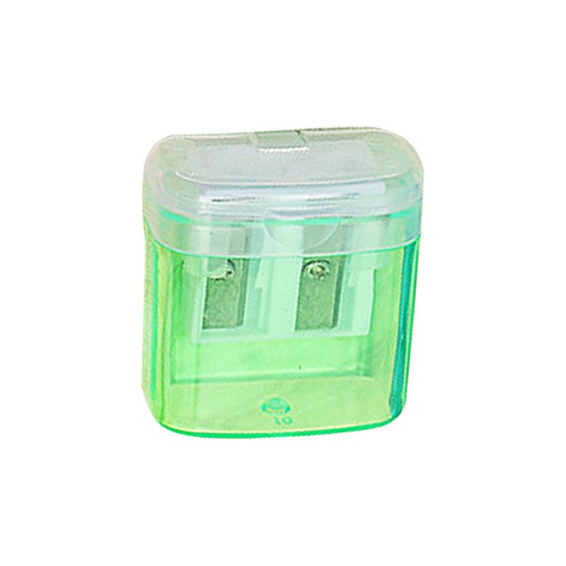 Bleistiftspitzer aus PS-Kunststoff mit Doppelloch-Mülltonne, für Geschenke für Grundschüler, Schreibwaren und Bleistiftspitzer grün