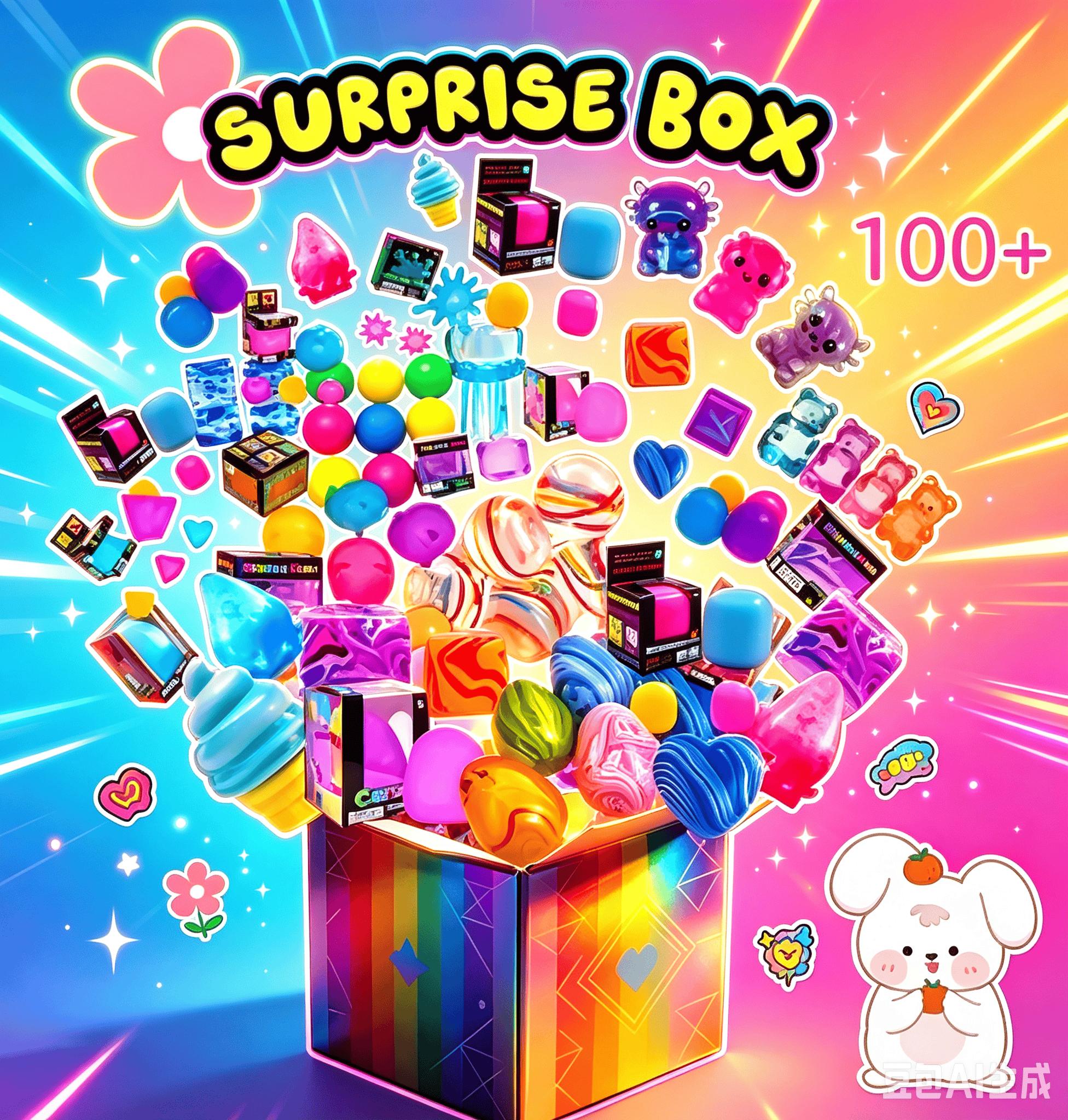 Überraschungsbox Squishy Mystery Blind Box Über 100 Stile Bunte Gelee-Knetspielzeuge Niedliche Cartoon-Figur Sensorisches Fidget-Geschenk blue