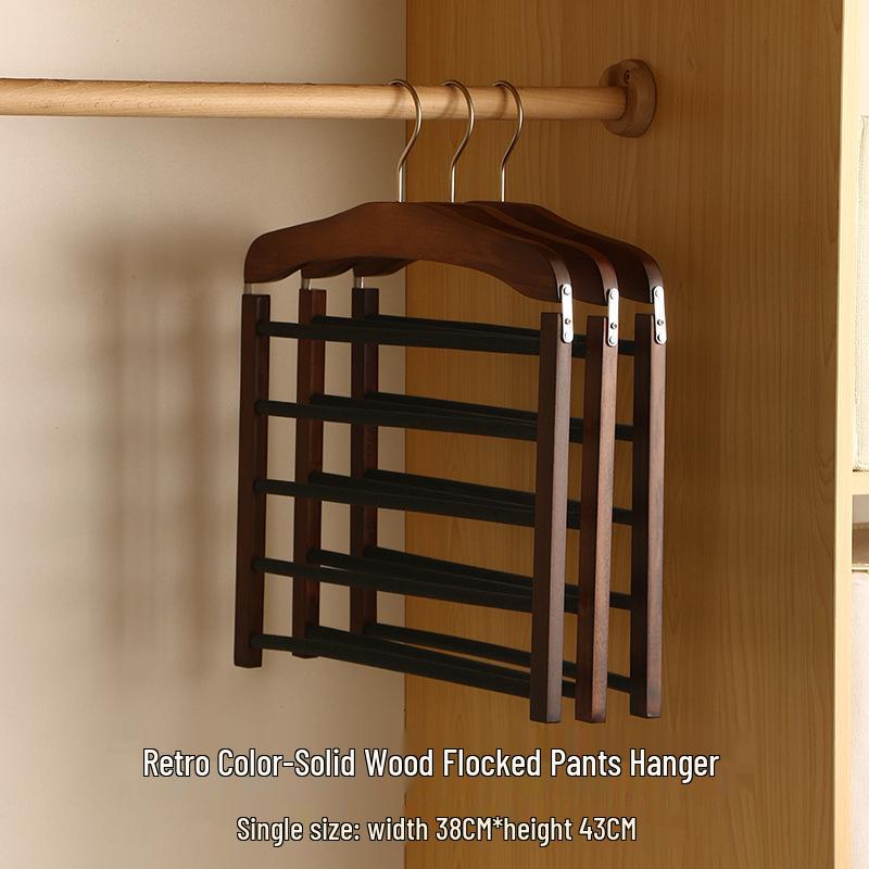Kizhiqi Mehrlagiger, rutschfester Hosenbügel aus Holz für Kleiderschränke Multilayer Solid Wood Trouser Hanger