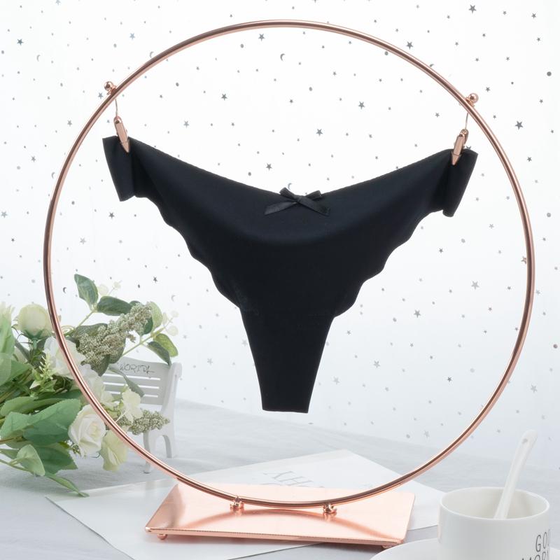 Damen String Tanga aus Eisseide mit niedriger Taille, sexy G-String, Unterwäsche, Damenhöschen, nahtlose Dessous, Bikinihöschen M schwarz