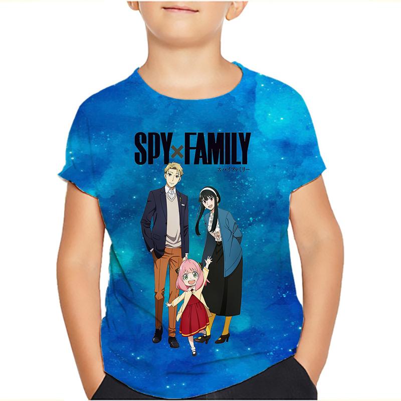 Spy x Familie T-Shirt Cartoon T-Shirts für Jungen Mädchen Lustiges T-Shirt Kinderkleidung Grafik T-Shirts Kinderkleidung 150 navy blau