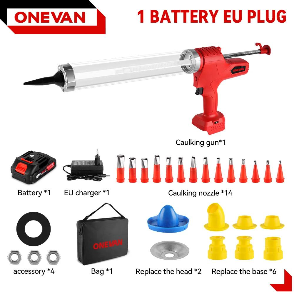 ONEVAN Akku-Elektro-Klebpistole Multifunktions-Elektro-Glas-Dichtpistole Klebstoff Dichtmittelwerkzeug Für 21V 18V Akku 1 Battery EU Plug