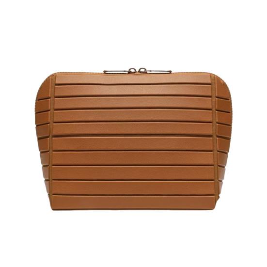 Paralleler Reise-Kosmetiktaschen-Koffer Wasserdicht mit herausnehmbarem Trenner Kosmetik-Organizer Klappbarer Kosmetikbehälter für Hautpflege-Toilettenartikel Small braun