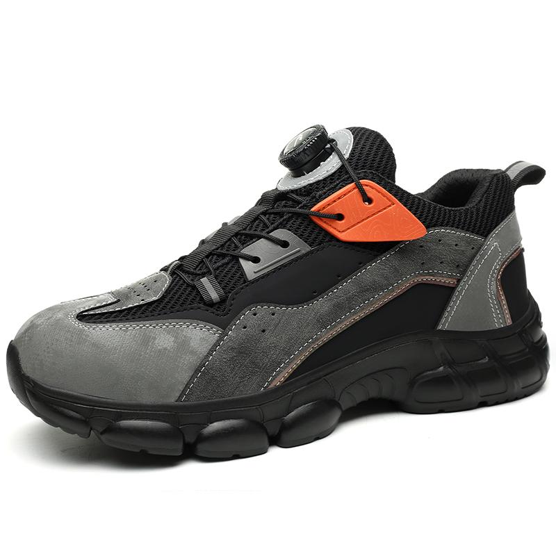 Sicherheitsschuhe für Herren mit Drehschnalle, Arbeitsstiefel, Sicherheitsschuhe mit Stahlkappe, Herren, Anti-Smash- und Anti-Pannen-Arbeitsschuhe, unzerstörbare Schuhe 41 schwarz
