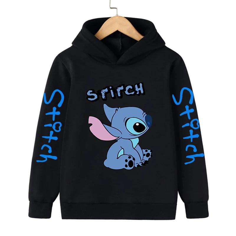 Neu im Cool Stitch Hoodie Kinder Cartoon Kleidung Mädchen Junge Lilo und Stitch Sweatshirt Manga Hoody Baby Freizeit Oberteil 150CM black