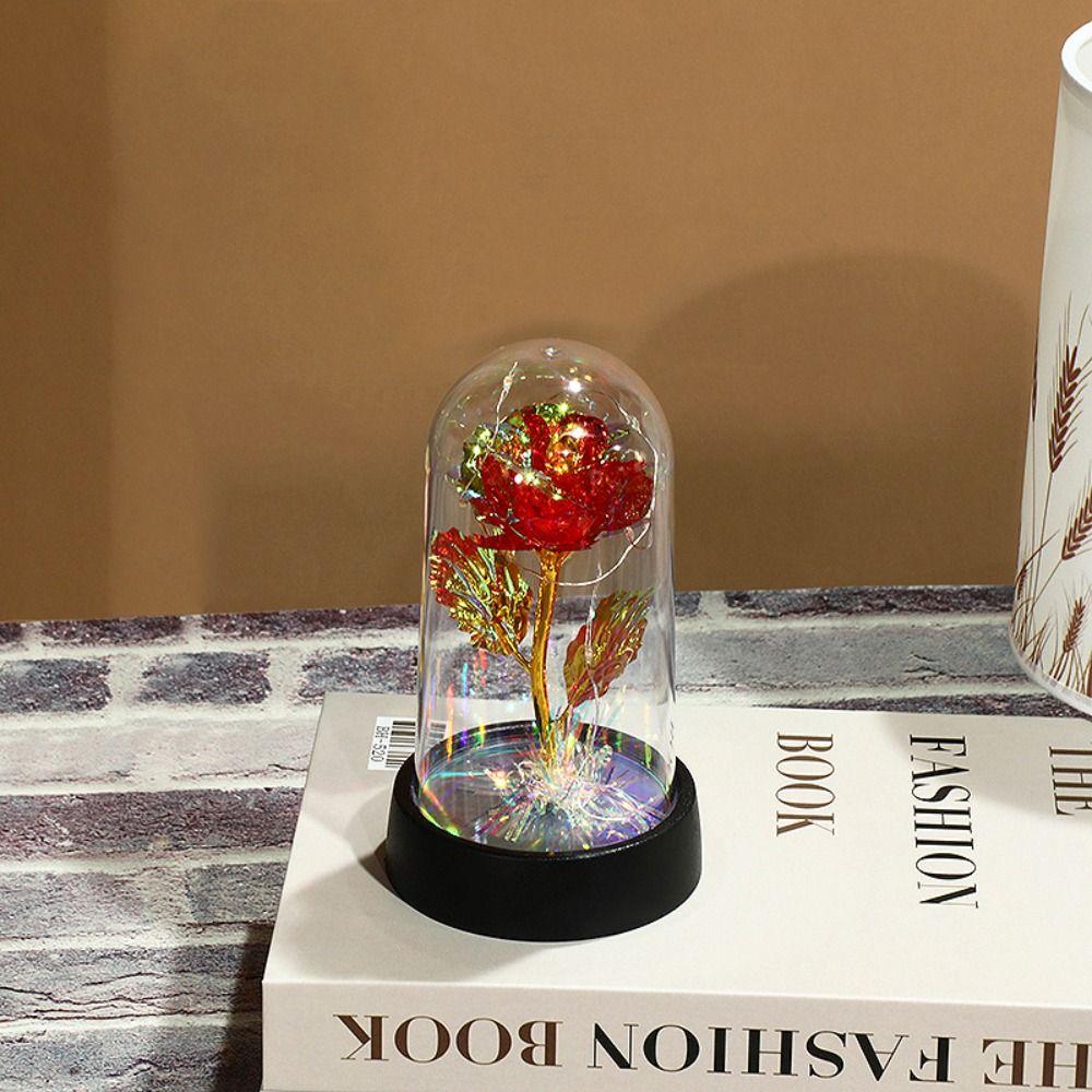 Rote bunte dekorative Blumen-Pflanzen-ewige Rose-LED-Licht-Folien-Blumen-Geschenk A rot