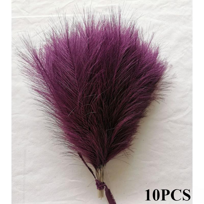1/10/20 STÜCKE Flauschiges Pampasgras Boho Deko Kunstblume Kunstpflanze Schilf Simuliert Party Hochzeit Heimdekoration 42CM Deep purple 10PCS