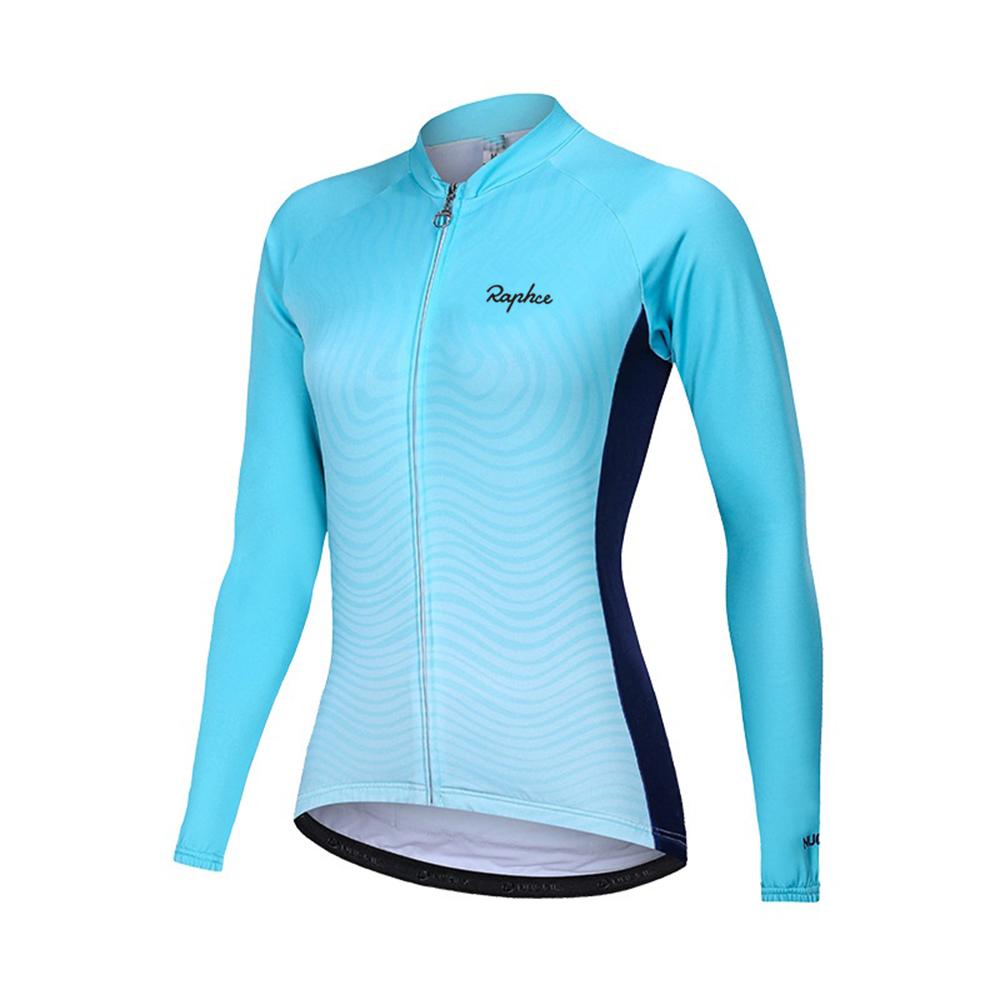 Raphce Damen-Radtrikot, langärmelig, Fahrradoberteile, Shirts für Damen, Fahrradbekleidung, atmungsaktiv, MTB-Radtrikots mit 3 Taschen L birnengelb