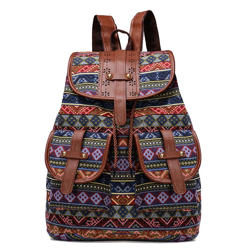SCIONE Mode Rucksack Wind Casual Canvas Damen Rucksack Mode Damen Kleiner Rucksack 4 braun