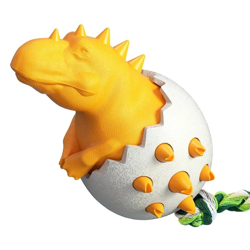 Hundezubehör Hund Quietschkauspielzeug für Aggressive Kauer Robustes Hundezahnbürstenspielzeug Dinosaurierdesign Leckerli-Spender Spielzeug orange