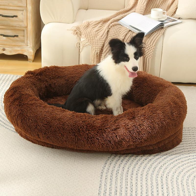 Hundebett Haustiermatratze Katzenbett Hundebett Haustiermatte Plüsch Winter Warme und Bequeme Nestmatte Abnehmbare und waschbare Hundematte S 60X50X18CM black
