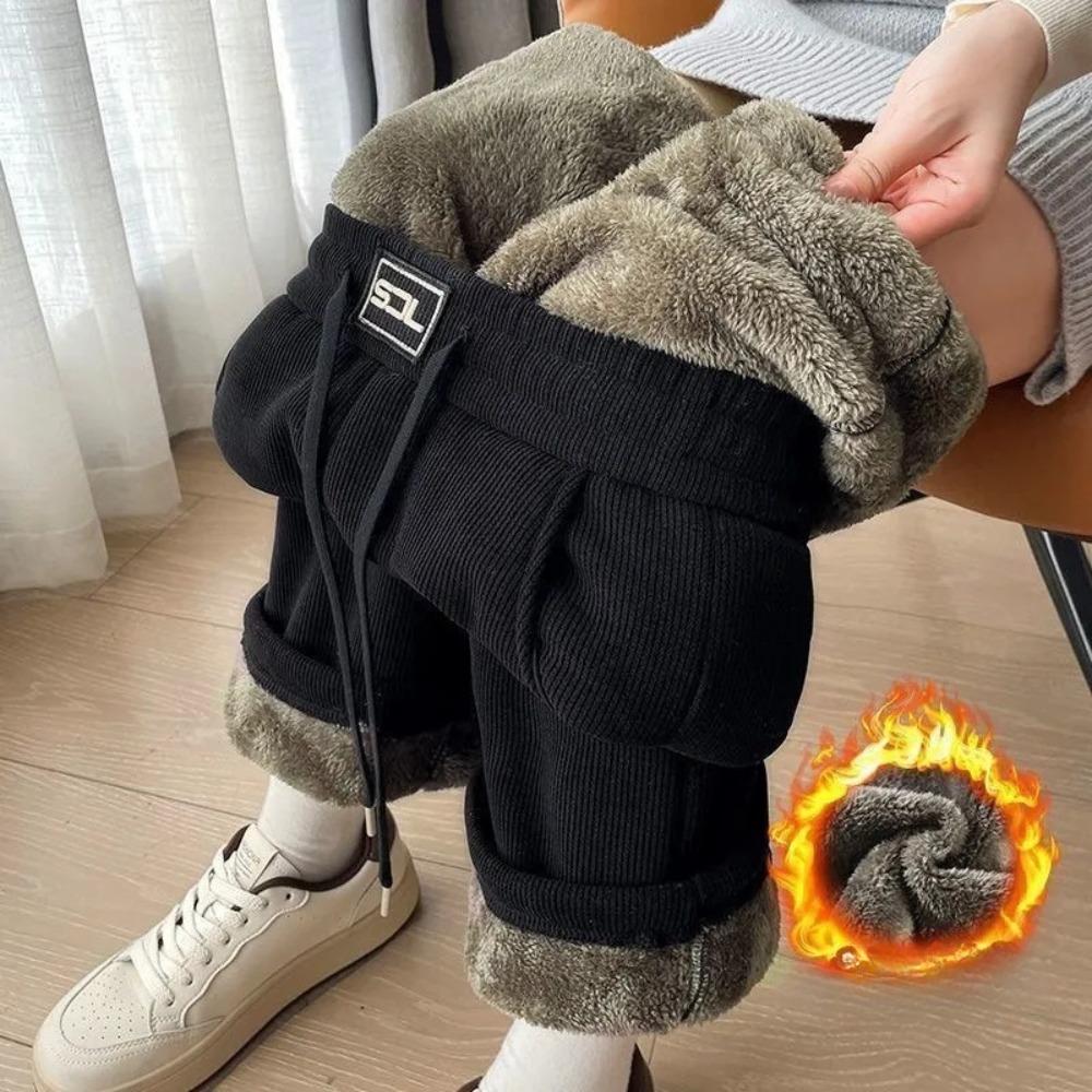 Dick gepolsterte verdickte Hose Winter Lässig Locker Zeigt Hoch Gerade Hose Super Hose L 50-52kg