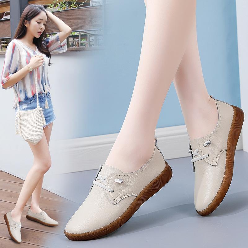 Echtes Leder Schuhe frauen 2023 Frühjahr Neue Weiche Sohle Kleine Weiße Schuhe Non-slip Mutter Schuhe Casual Kleine leder Schuhe 37