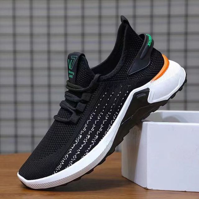 Trendige Sneaker Herren Atmungsaktives Mesh Herren Freizeitschuhe Leichte Vulkanisierte Schuhe Herren Walking-Sneaker 40 schwarz