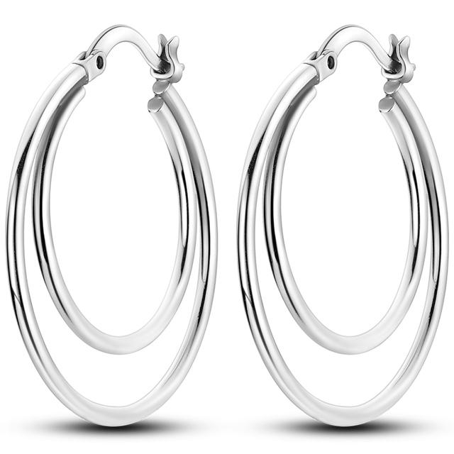 Original Silber Ohrringe 925 Sterling Silber Runde Kreis Einfache Ohrringe für Frauen Hochzeit Geburtstag Party Silber Schmuck Geschenk