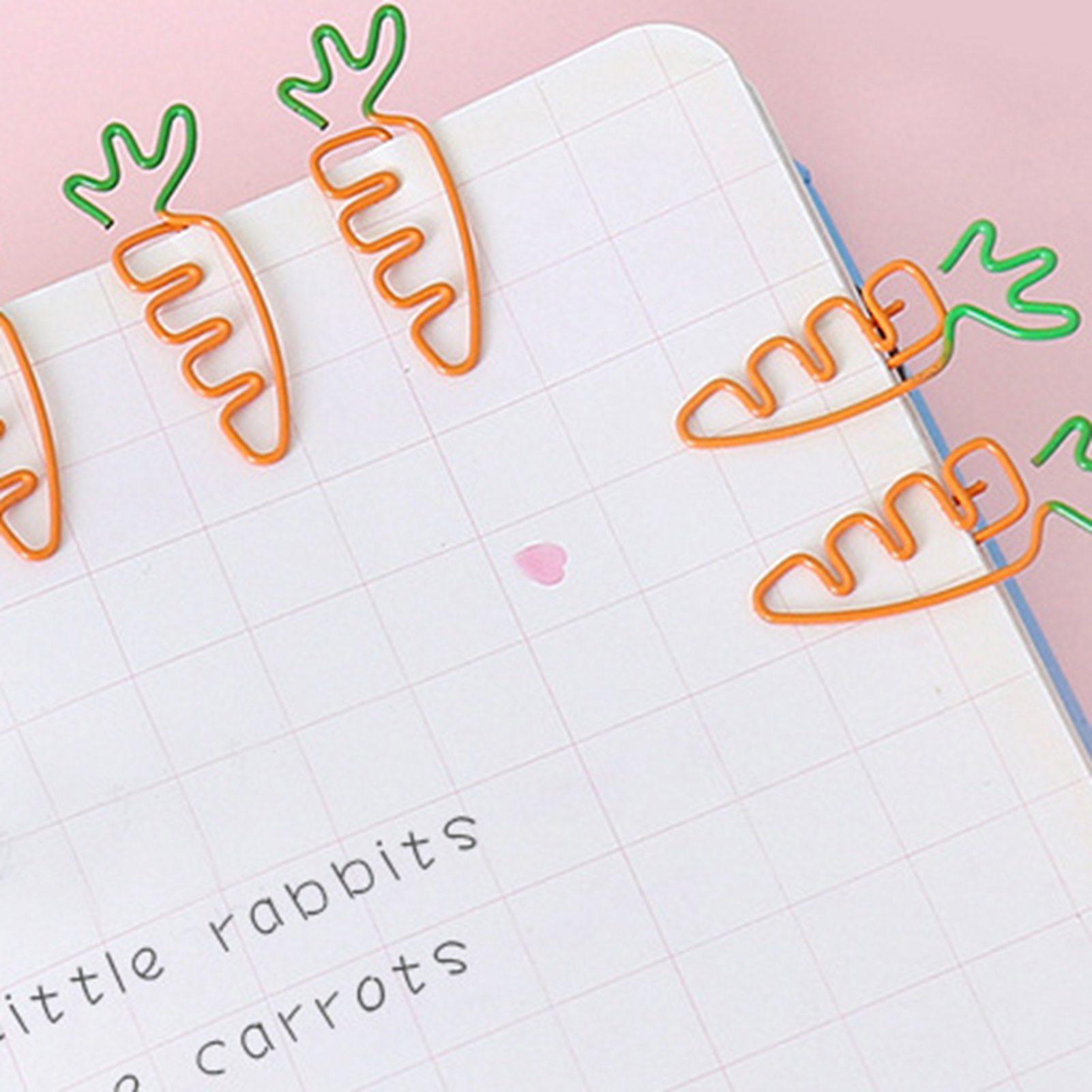 20 Stück Büroklammern Cartoon Karottenförmig Zweifarbig Niedliche Büroklammern für Akten Planer