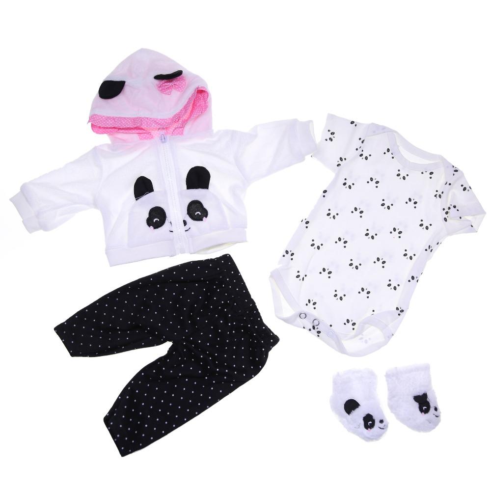 Neu Panda Cartoon Kleidung Set Baby Kleidung Mädchen und jungen Neugeborenen 18 inch Reborn Puppen Baby Kleidung Mädchen Puppe Zubehör 48cm
