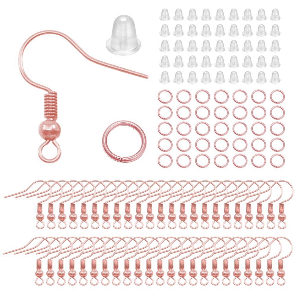 300-teiliges Ohrringe-Set, Ohrringhaken, offene Biegeringe, Ohrstöpsel, verbindet für DIY-Schmuckherstellung, Zubehör, Zubehör Rose Gold 300pcs