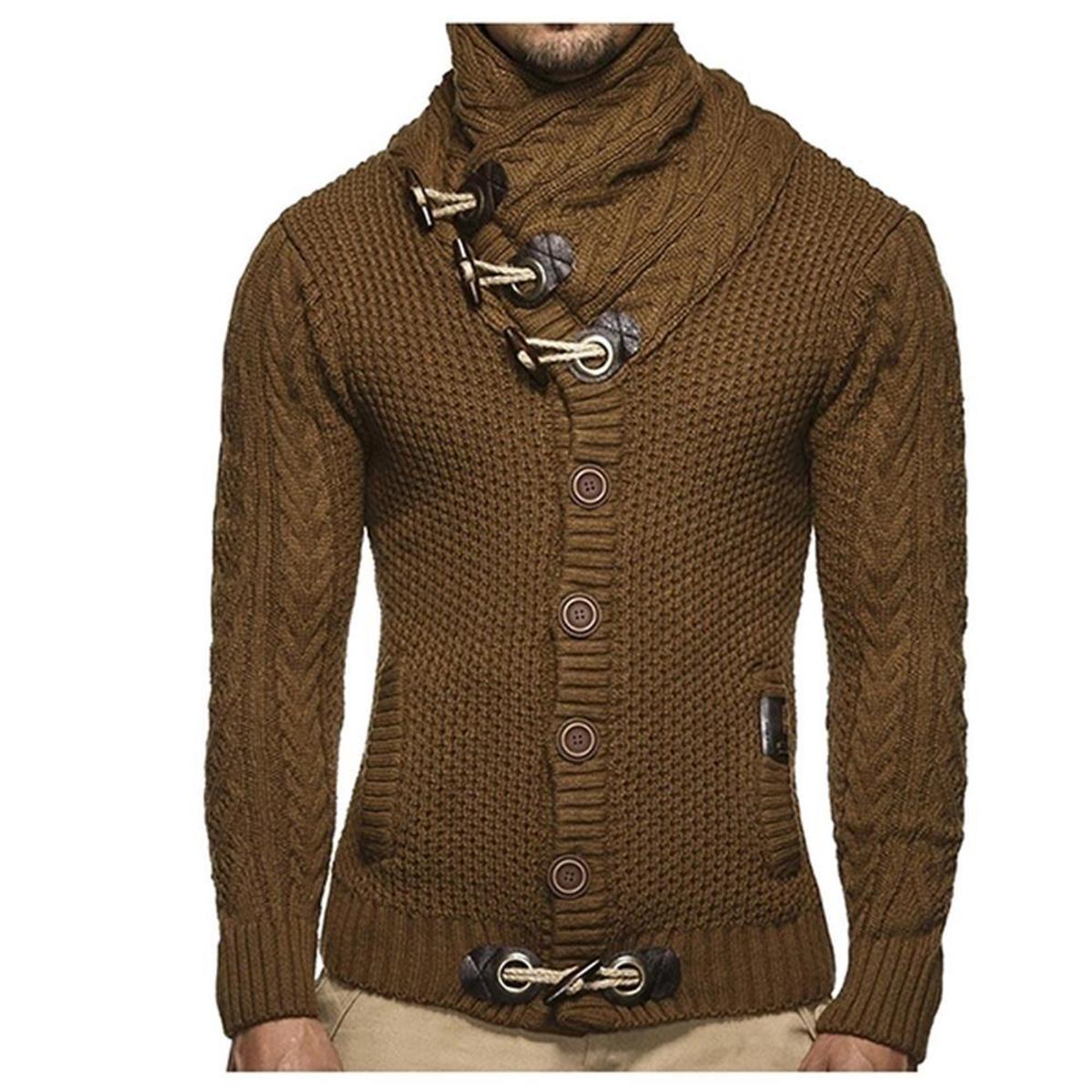 Pullover Mantel Herbst Winter Gestrickte Strickjacken Mäntel Männer XXXL braun
