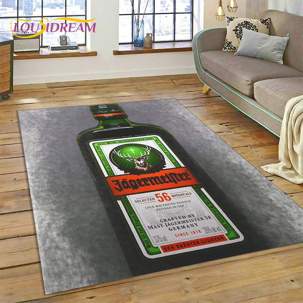 3D Neuestes Deutsches Jaegermeister Logo Elch Teppich für Wohnzimmer Schlafzimmer Dekoration, Bodenteppich Rutschfeste Dekoration für Sofa Fußmatte 60x90cm( 23x35in )