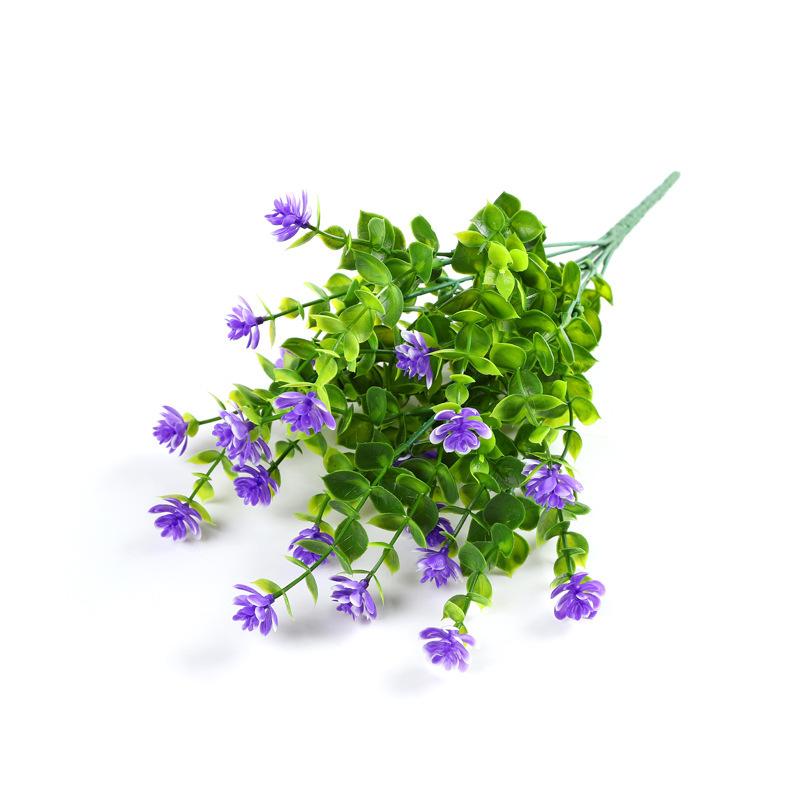 Künstliche Eukalyptusblumen für den Außenbereich, künstliche Buchsbaumpflanzen, Sträucher, Blumen zur Dekoration, kein Verblassen, künstliche Kunststoffpflanzen violett