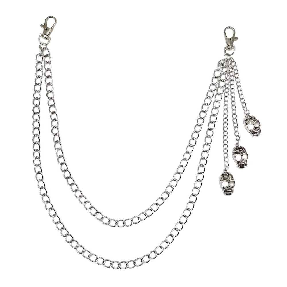 Zink Zink Legierung Schädel Taille Kette Gothic Schädel Hosen Kette Persönlichkeit Quaste Jeans Kette Männlich B