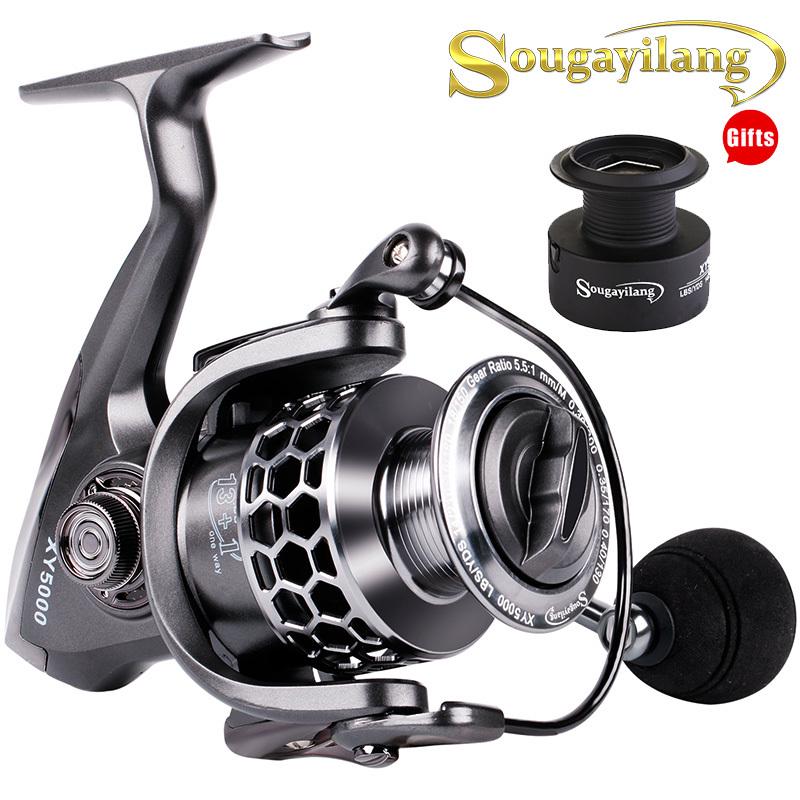 Angelrollen 13+1BB Leichte, ultraglatte Spinn-Angelrolle aus Metall und Aluminium mit Freispule 1000