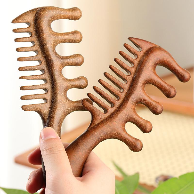 Haarkämme aus natürlichem Sandelholz, antistatischer Holzkamm, Massagegerät, lange, breite Zähne, Sandelholzkamm, Haarpflege, Haushaltsgeschenk onesize