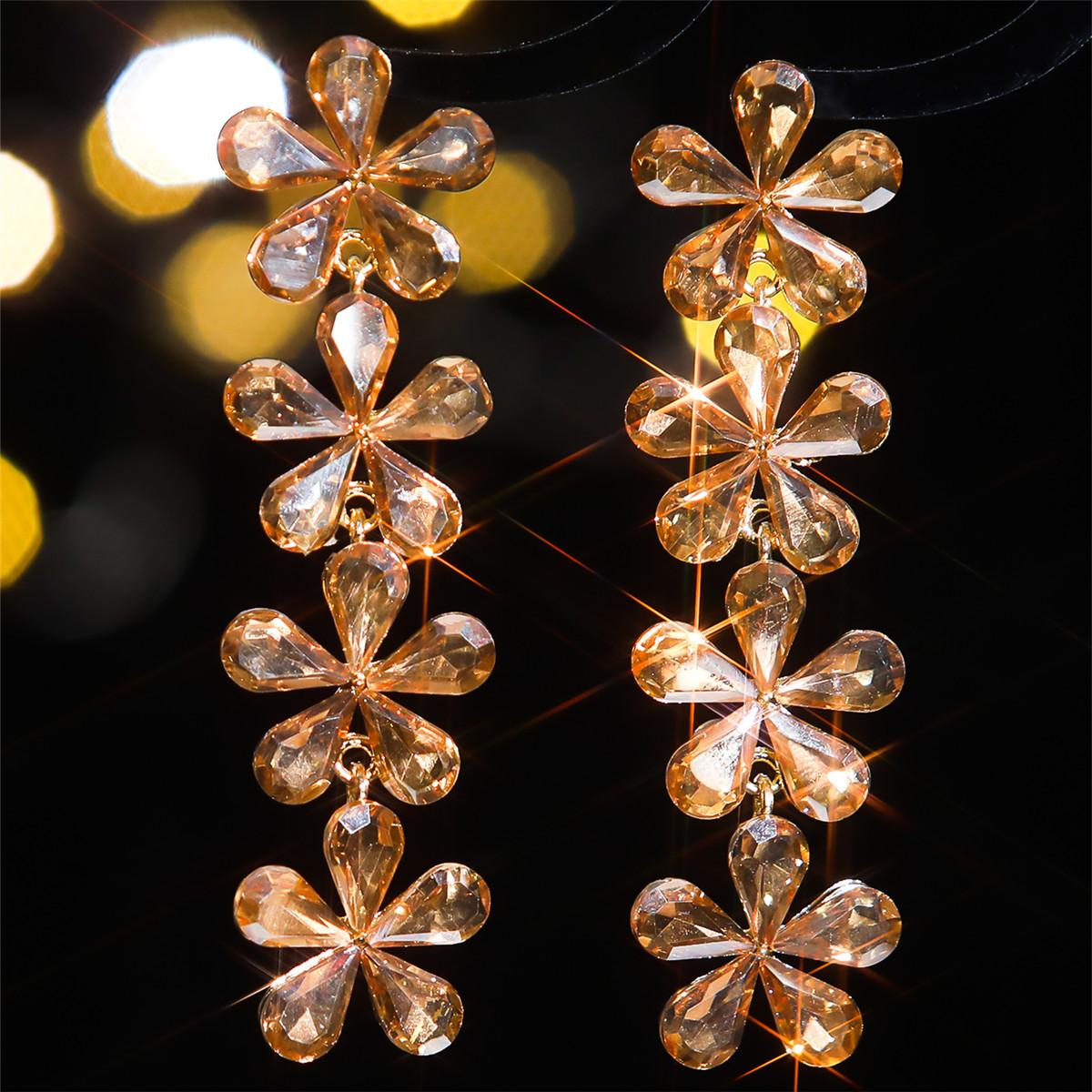 Mode Bunte Glänzende Blume Geformt Kristall Ohrringe High-end Luxus frauen Ohrringe 1 Paar