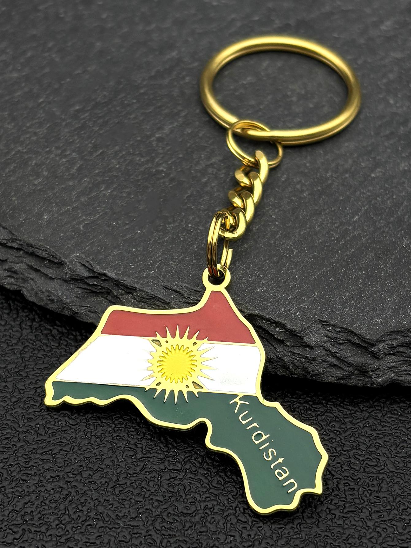 Kurdistan Region Karte Halskette für Frauen Männer Ketten Edelstahl Kurdische Flagge Karte Anhänger Halskette Schmuck Halsband N6212S01 black