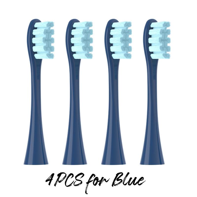 4 Stück Ersatzbürstenköpfe für Oclean X PRO/Z1/F1/One/Air 2/SE Soft DuPont elektrische Zahnbürste, vakuumversiegelt verpackt blau
