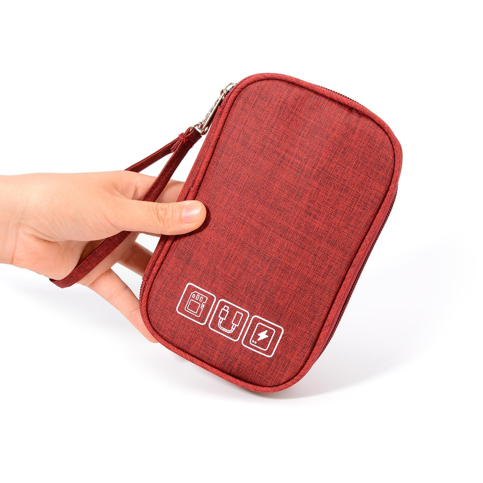 Reise-Gadget-Organizer-Tasche, tragbare Tasche für digitale Kabel, Elektronik-Zubehör, Aufbewahrungstasche für Kopfhörer, USB-Kabel, Festplatte, Flash-Laufwerk, Ladegerät rot