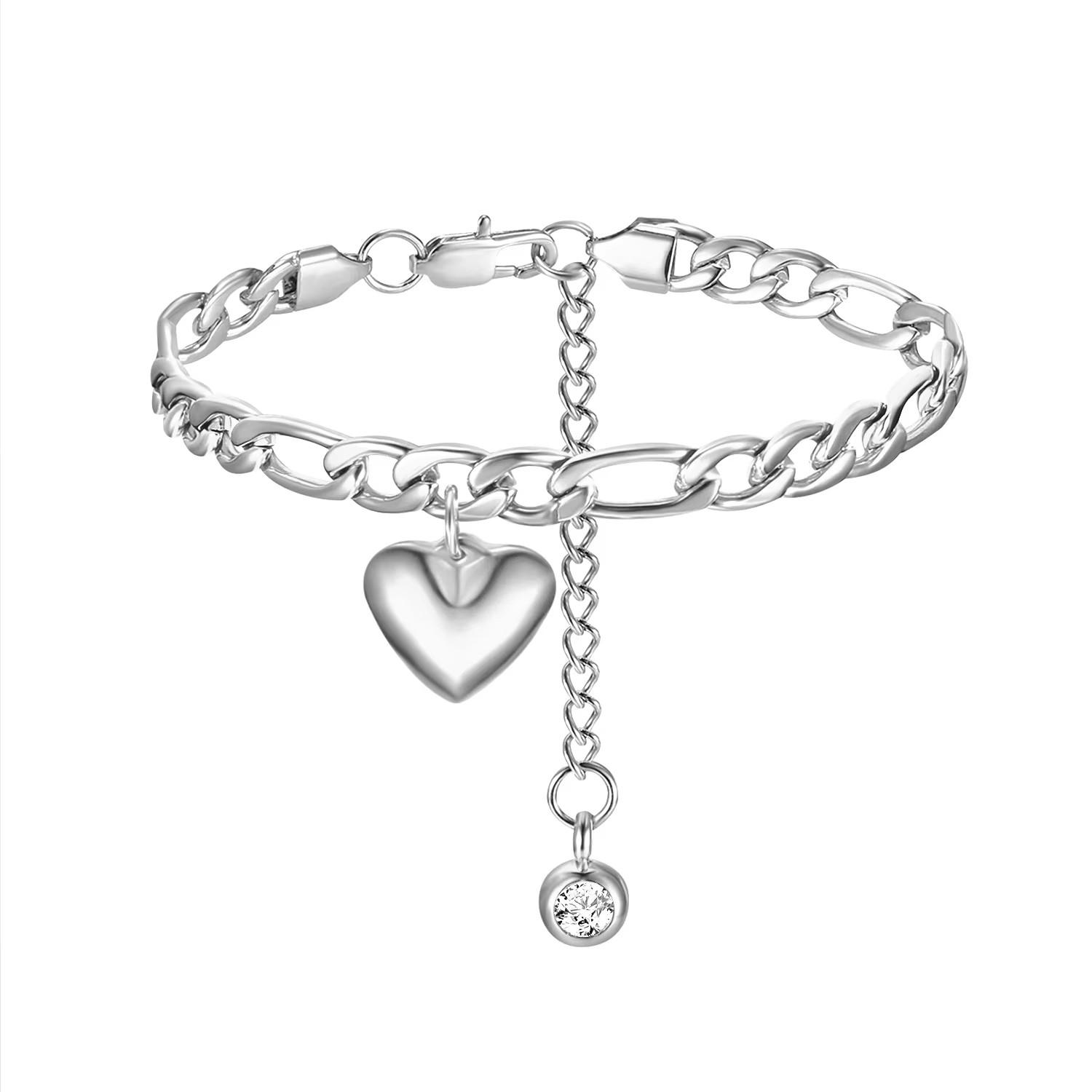 Fußkettchen für Damen Silberfarben Edelstahl Figaro-Gliederketten Knöchelarmbänder Sommer Bein Kette Strand Fußschmuck Fußkettchen white